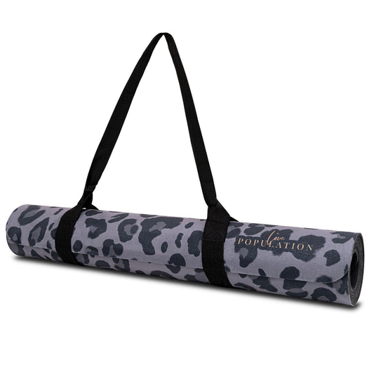 Stylish Yoga Mat With Exotic Print Gray Leopard