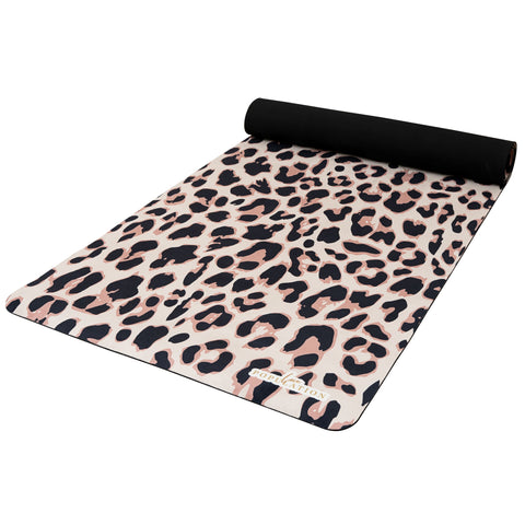Elegant Rose Gold Glitter Black Leopard Print Yoga Mat by NdesignTrend